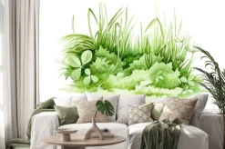 Naklejka: Easter green grass close up watercolor illustration. lush spring