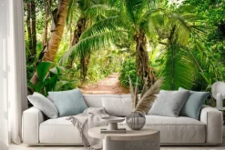 Naklejka: Egzotyczna tropikalna ścieżka wśród palm