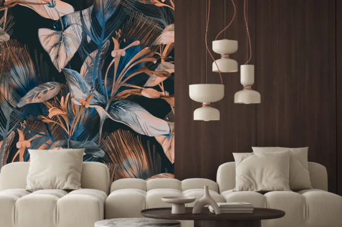 Naklejka: Egzotyczne liście w jesiennych kolorach