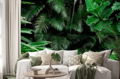 Naklejka: Egzotyczne zielone liście palmy w tropikalnej dżungli