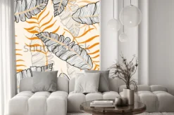 Naklejka: Egzotyczny wzór z tropikalnych liści bananowych. hawajskie rośliny.