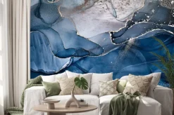 Naklejka: Elegancki wzór imitujący niebieski marmur