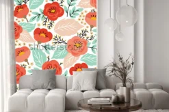 Naklejka: Elegancki wzór z kwiatami. może być używany do tapet lub ramek