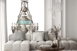 Naklejka: Elegancki żyrandol z odcieniem szkła