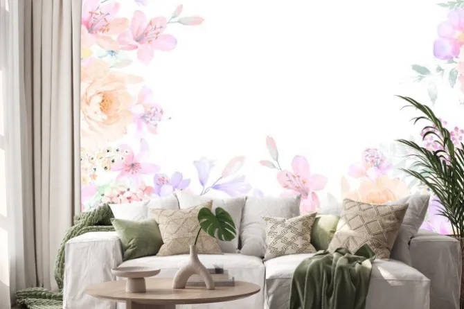 Naklejka: Eleganckie róże i kwiaty piwonii