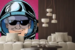 Naklejka: Emotikon emotikon szpiegiem twarz człowieka astronautą retro