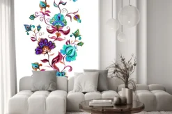 Naklejka: Ethnic eastern european floral frame - seamless border with stylized