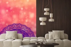 Naklejka: Etniczne i kolorowe henna mandala, bardzo skomplikowane i łatwo