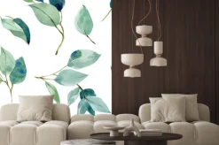 Naklejka: Eucalyptus leaves, seamless pattern, watercolor tropical leaves