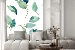 Naklejka: Eucalyptus leaves, seamless pattern, watercolor tropical leaves