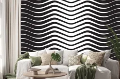 Naklejka: Fala optyczna abstrakcyjne paski czarnym tle