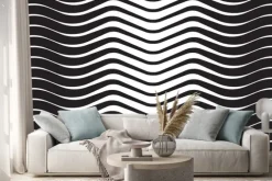 Naklejka: Fala optyczna abstrakcyjne paski czarnym tle