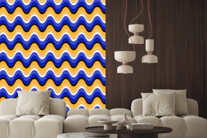 Naklejka: Falista szwu z złudzenie optyczne ruchu. swatch jest przymocowany