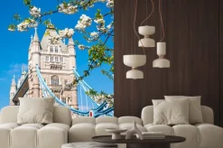 Naklejka: Famous landmark of london tower bridge in spring season with