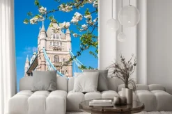Naklejka: Famous landmark of london tower bridge in spring season with