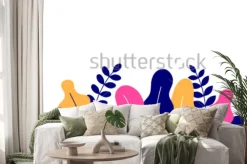 Naklejka: Fantasy opuszcza tło układu wektorowego ilustracyjnego płaskiego