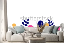 Naklejka: Fantasy opuszcza tło układu wektorowego ilustracyjnego płaskiego