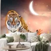 Naklejka: Fantasy tiger walking in jungles with palm trees on fabulous