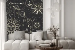 Naklejka: Fazy księżyca na ciemnym tle