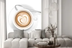 Naklejka: Filiżanka kawy z pianki w kształcie serca