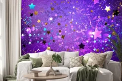 Naklejka: Fioletowe tło z gwiazdami