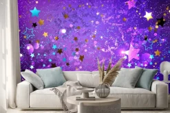 Naklejka: Fioletowe tło z gwiazdami