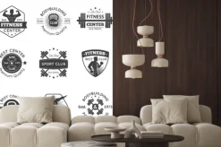 Naklejka: Fitness gym set emblematy