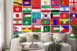 Naklejka: Flagi państw azjatyckich w porządku alfabetycznym