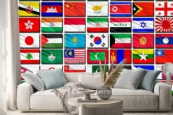 Naklejka: Flagi państw azjatyckich w porządku alfabetycznym