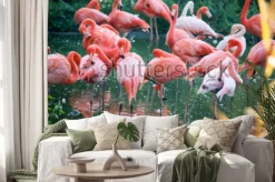 Naklejka: Flamingo on the pond