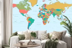 Naklejka: Flat colors world map