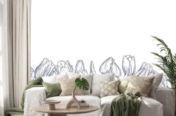 Naklejka: Flat horizontal banner template with outline tulips on white