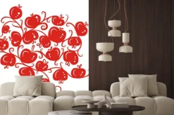 Naklejka: Floral ornamnet z czerwonych jabłek dla swojego projektu