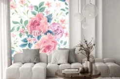 Naklejka: Floral seamless pattern. flower rose white background. flourish