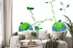 Naklejka: Flower bike. hand drawn watercolor illustration on paper. green