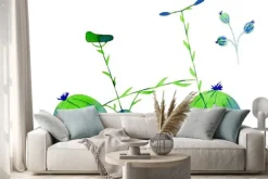 Naklejka: Flower bike. hand drawn watercolor illustration on paper. green