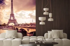 Naklejka: Fotografia w sepii z wieżą eiffla