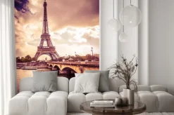 Naklejka: Fotografia w sepii z wieżą eiffla