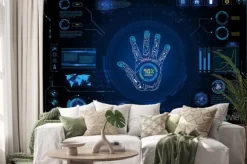 Naklejka: Futurystyczne skanowanie ręcznie identyfikować z elementem interfejsu