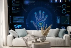 Naklejka: Futurystyczne skanowanie ręcznie identyfikować z elementem interfejsu