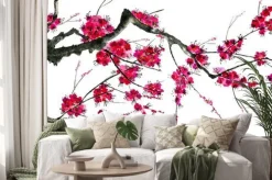 Naklejka: Gałąź kwitnącej sakury