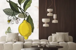 Naklejka: Gałązka cytryny na botanicznej ilustracji