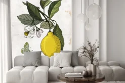 Naklejka: Gałązka cytryny na botanicznej ilustracji