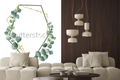 Naklejka: Gałązki eukaliptusa w geometrycznej kompozycji