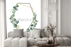 Naklejka: Gałązki eukaliptusa w geometrycznej kompozycji