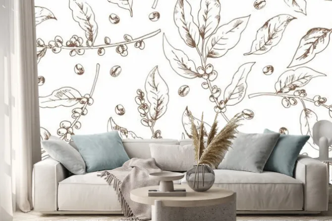 Naklejka: Gałązki kawy w stylu rysunkowym