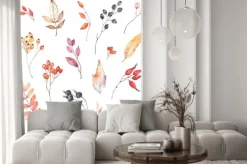 Naklejka: Gałązki z jagodami i owocami dzikiej róży