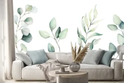 Naklejka: Gałązki z liśćmi akwarela