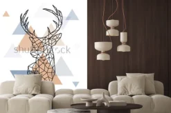 Naklejka: Geometryczna głowa skandynawskiego jelenia. styl wielokąta. skandynawski