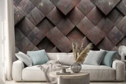 Naklejka: Geometryczna grafika z teksturą metalu 3d